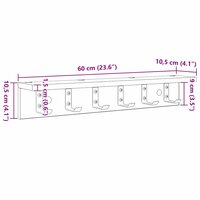 Wandgemonteerde kapstok Beton Grijs 60 x 10,5 x 10,5 cm 11