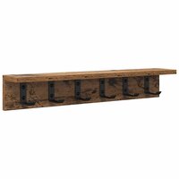 Wandgemonteerde kapstok met opslag Oudhout 60 x 10,5 x 10,5 cm 2