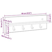 Wandgemonteerde kapstok Wit 60 x 10,5 x 18 cm Bewerkt hout 11