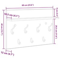 Wandgemonteerde kapstok met plank Beton Grijs 60 x 40 x 12 cm 10