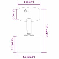 Plafondspot Zwart 6,5 x 6 x 11,5 cm Metaal 12