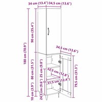 Highboard Zwart Eiken 34,5 x 34 x 90 cm Bewerkt hout 12