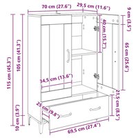 Highboard Oud Hout 70 x 31 x 115 cm Gemonteerd hout en ijzer 11