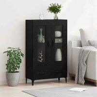 Highboard Zwart Eiken 70 x 31 x 115 cm Gemonteerd hout en ijzer 4