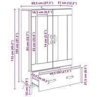 Highboard Oud Hout 69,5 x 31 x 115 cm Geengineerd Hout en Glas 11