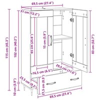 Highboard met lade Zwart Eiken 69,5 x 31 x 115 cm Bewerkt hout 11