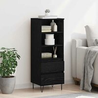 Highboard met lade Zwart Eiken 40 x 36 x 110 cm Bewerkt hout 4