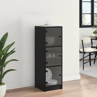 Highboard Zwart Eiken 35 x 37 x 109 cm Bewerkt hout 4