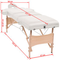 Massagetafel inklapbaar 3 zones 10 cm dik wit 12