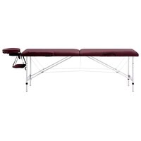 Massagetafel inklapbaar 2 zones aluminum wijnpaars 2