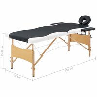 Massagetafel inklapbaar 2 zones hout zwart en wit 9
