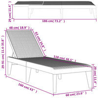 Ligbed 186x60x29 cm polypropeen wit 10