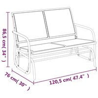 Schuifbank tuin 120,5x76x86,5 cm textielfolie en staal zwart 7