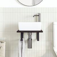 Badkamer wandschap staal en massief eikenhout 3