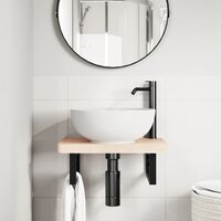 Badkamer wandschap staal en massief beukenhout 3
