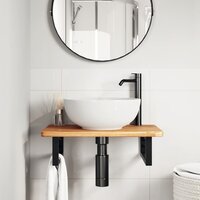 Badkamer wandschap staal en massief eikenhout 3