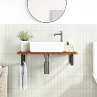 Badkamer wandschap staal en massief eikenhout 2