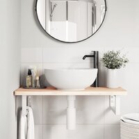 Badkamer wandschap staal en massief beukenhout 3