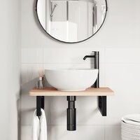 Badkamer wandschap staal en massief beukenhout 3