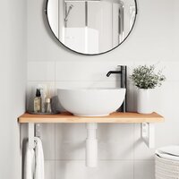 Badkamer wandschap staal en massief beukenhout 3