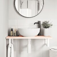 Badkamer wandschap staal en massief eikenhout  3