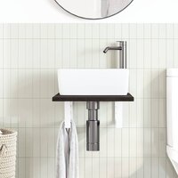 Badkamer wandschap staal en massief eikenhout 3