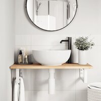 Badkamer wandschap staal en massief acaciahout 3
