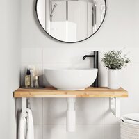 Badkamer wandschap staal en massief acaciahout 3