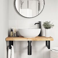 Badkamer wandschap staal en massief acaciahout 3