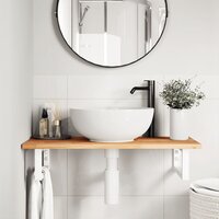 Badkamer wandschap staal en massief acaciahout 3