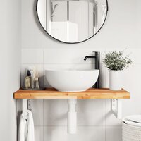 Badkamer wandschap staal en massief acaciahout 3