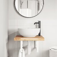 Badkamer wandschap staal en massief acaciahout 3
