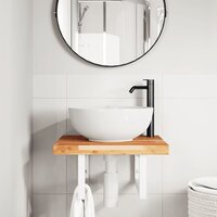 Badkamer wandschap staal en massief acaciahout 3