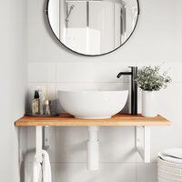 Badkamer wandschap staal en massief acaciahout 3