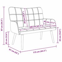 Twee Persoons Sofa Lichtgrijs 115 x 61 x 87 cm Stof 9