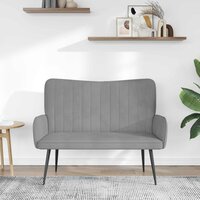 Twee Persoons Sofa Lichtgrijs 115 x 61 x 87 cm Fluweel 3