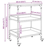 Keukentrolley Sonoma Eiken 60 x 41 x 80,5 cm Bewerkt hout 11
