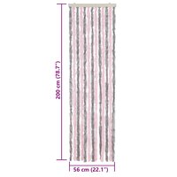 Vliegengordijn 56x200 cm chenille zilvergrijs en roze 7