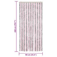 Vliegengordijn 90x200 cm chenille zilvergrijs en roze 7