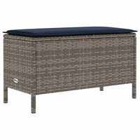 Tuinvoetenbank Grijs en Marineblauw 80 x 38 x 42 cm PE Rattan 2