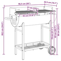 Houtskoolbarbecue Verstelbaar Zwart 96,5 x 42,5 x 88,5 cm 9