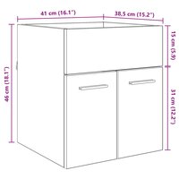 Wastafelkast Zwart Eiken 41 x 38,5 x 46 cm Bewerkt hout 12
