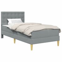 Bedframe met matras met hoofdeinde Lichtgrijs 80 x 200 cm Stof 2