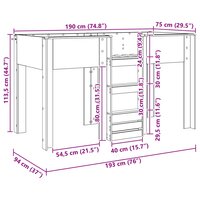 Stapelbed voor Kinderen Beton Grijs 75 x 190 cm Bewerkt hout 10