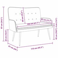 2-Zits Sofa Zwart 115 x 61 x 87 cm Stof 9