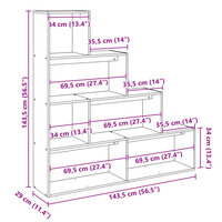 Kamerscherm / boekenkast 143,5x29x143,5 cm hout oud hout 11