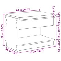 Halbank Oudhout 63 x 38 x 45 cm Ge&iuml;ndustrialiseerd hout en stof 11