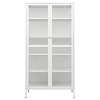 Vitrinekast 90x40x180 cm staal en gehard glas wit 3