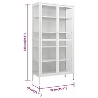 Vitrinekast 90x40x180 cm staal en gehard glas wit 10
