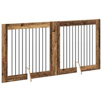 Hondenhekje met standaards 2 pcs Oud hout 100 x 100 cm 4